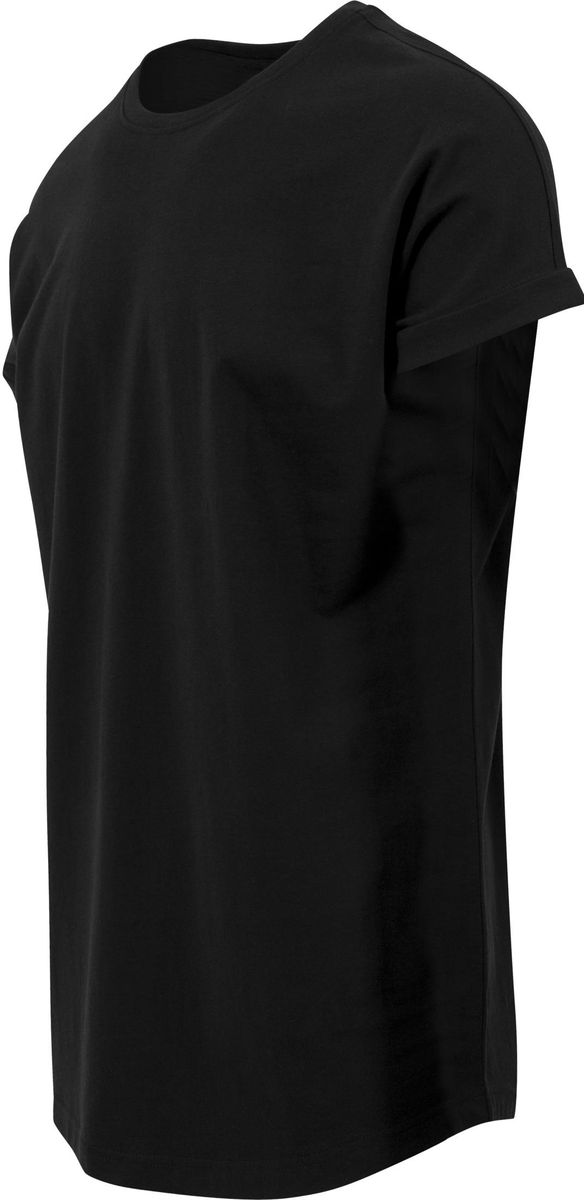 T-Shirt Long Shaped Turnup Tb1561 Urban Classics Black ανδρικά Basic T-Shirts Simple Wear Μπλουζάκια κοντομάνικα