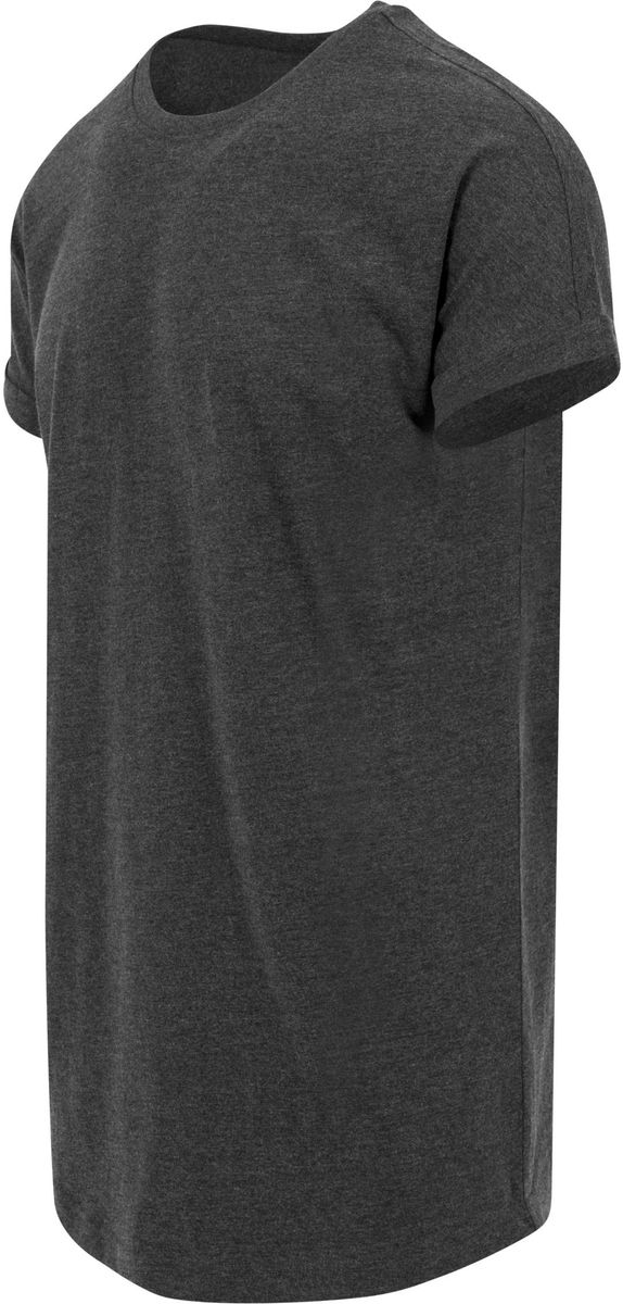 T-Shirt Long Shaped Turnup Tb1561 Urban Classics Charcoal ανδρικά Basic T-Shirts Simple Wear Μπλουζάκια κοντομάνικα