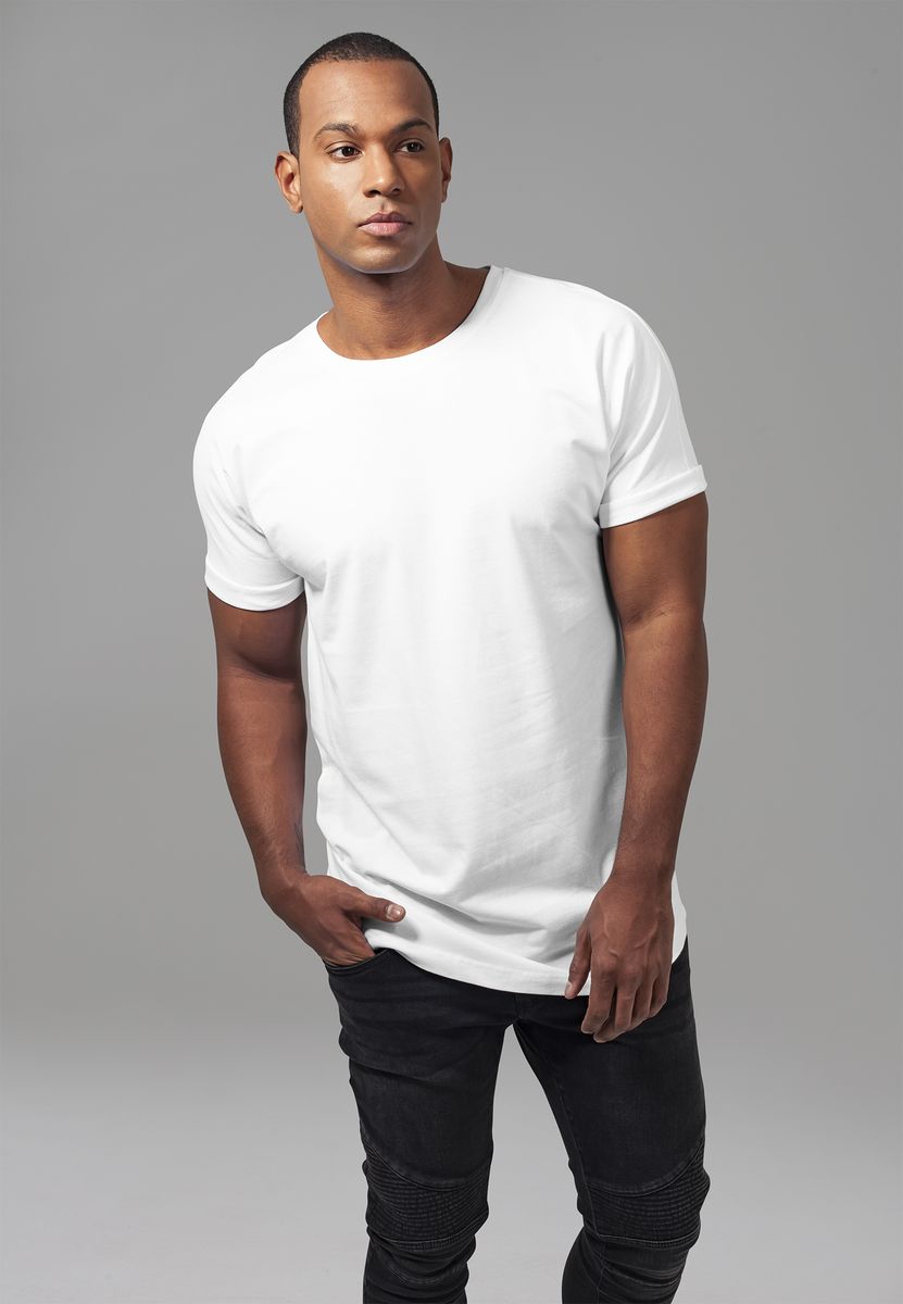 T-Shirt Long Shaped Turnup TB1561 Urban Classics White