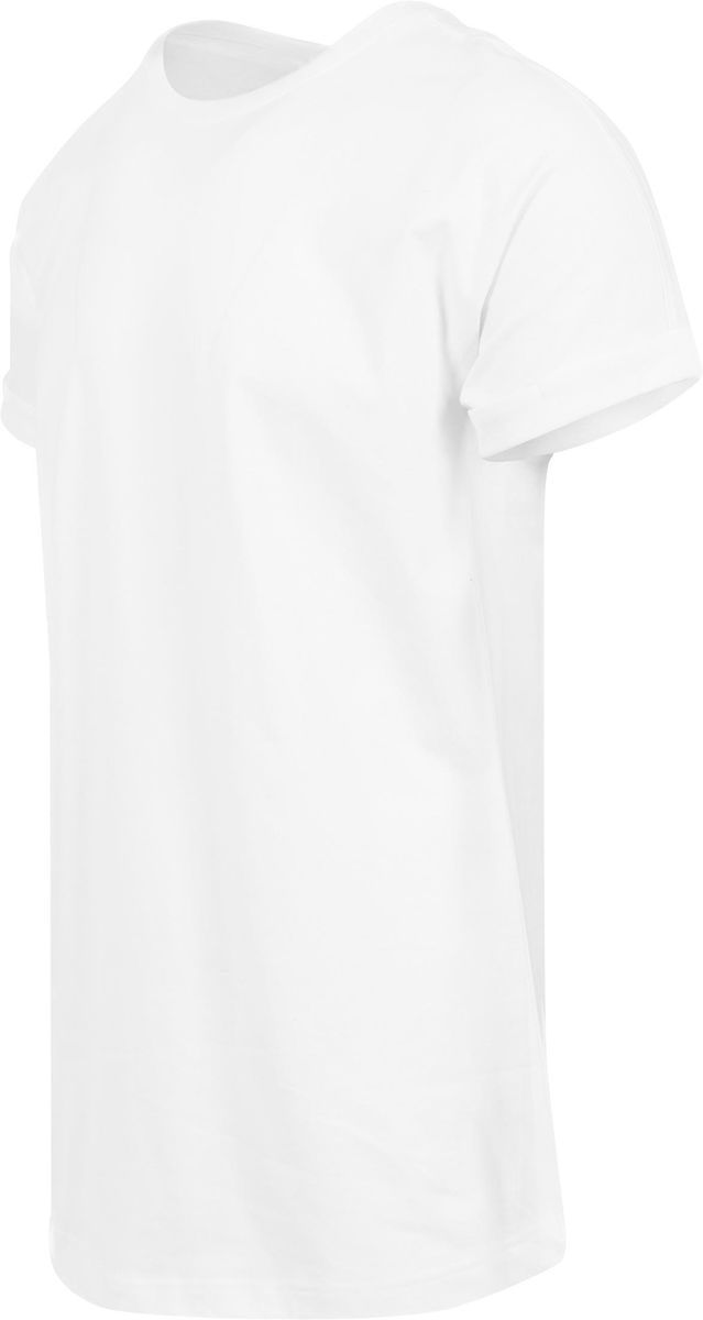 T-Shirt Long Shaped Turnup Tb1561 Urban Classics White ανδρικά Basic T-Shirts Simple Wear Μπλουζάκια κοντομάνικα