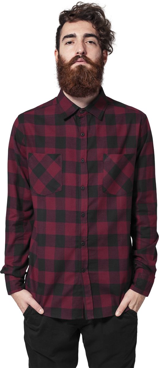 Ανδρικό Πουκάμισο TB297 Urban Classics Black/Burgundy Blk/Burgundy
