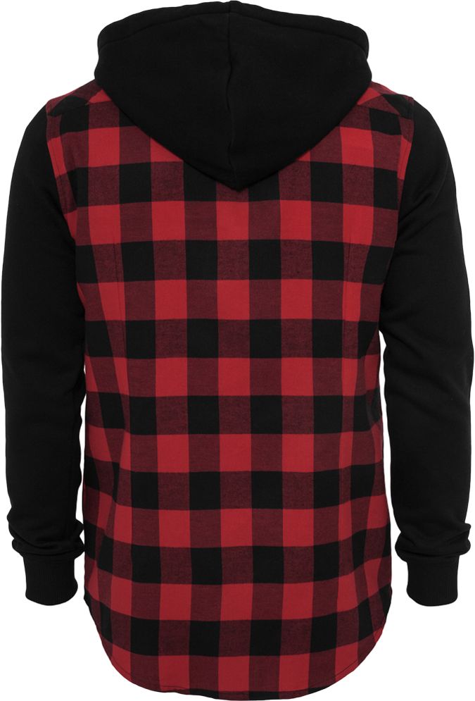 Ανδρικό Πουκάμισο με Κουκούλα Checked Flanell Urban Classics Tb513 Black Red Outlet ανδρικά Simple Wear