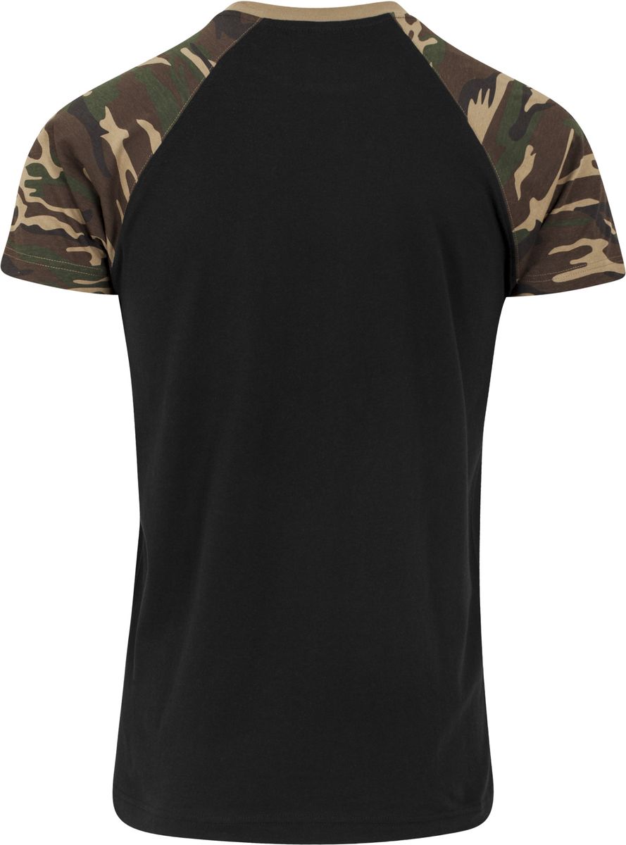 T-Shirt Tb639 Urban Classics Raglan Contrast Tee Black Wood Camo ανδρικά Basic T-Shirts Simple Wear Μπλουζάκια κοντομάνικα