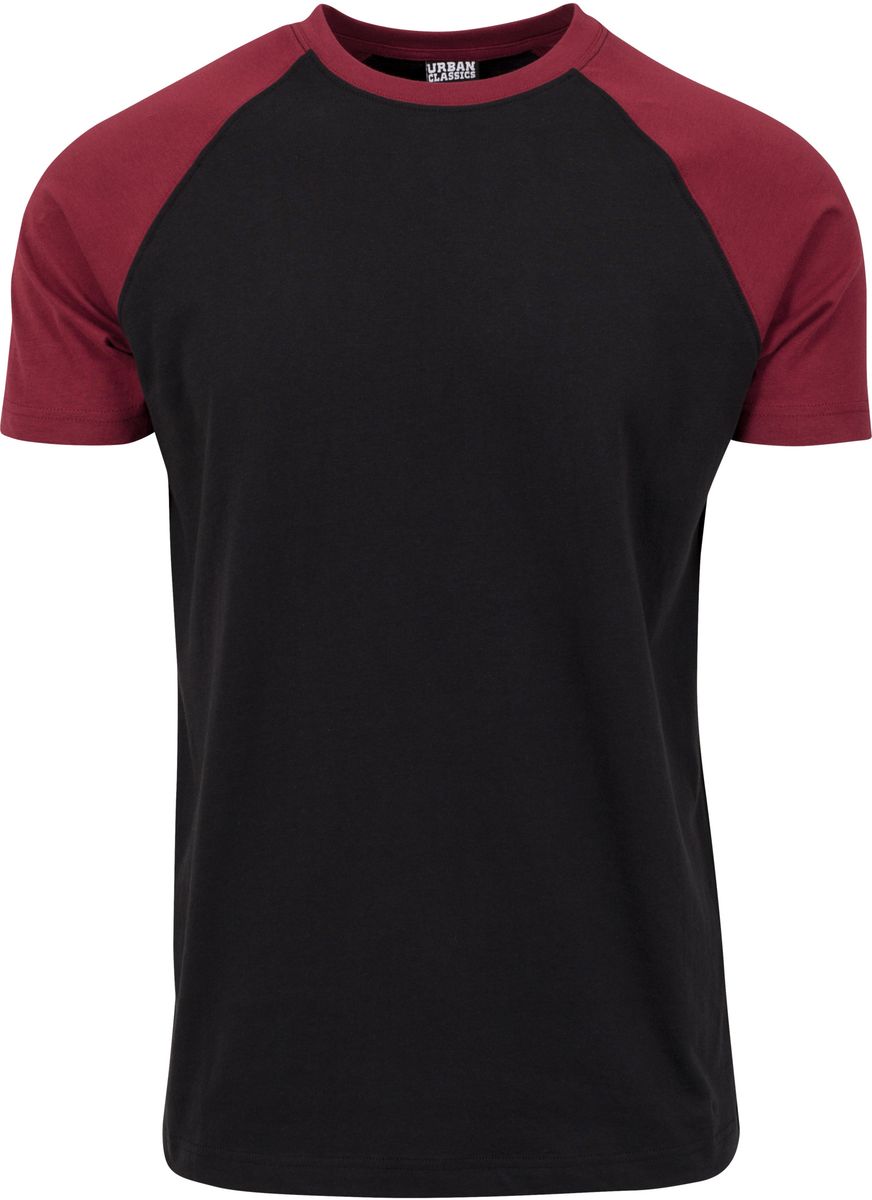 T-Shirt Tb639 Urban Classics Raglan Contrast Tee Black Burgundy ανδρικά Basic T-Shirts Simple Wear Μπλουζάκια κοντομάνικα