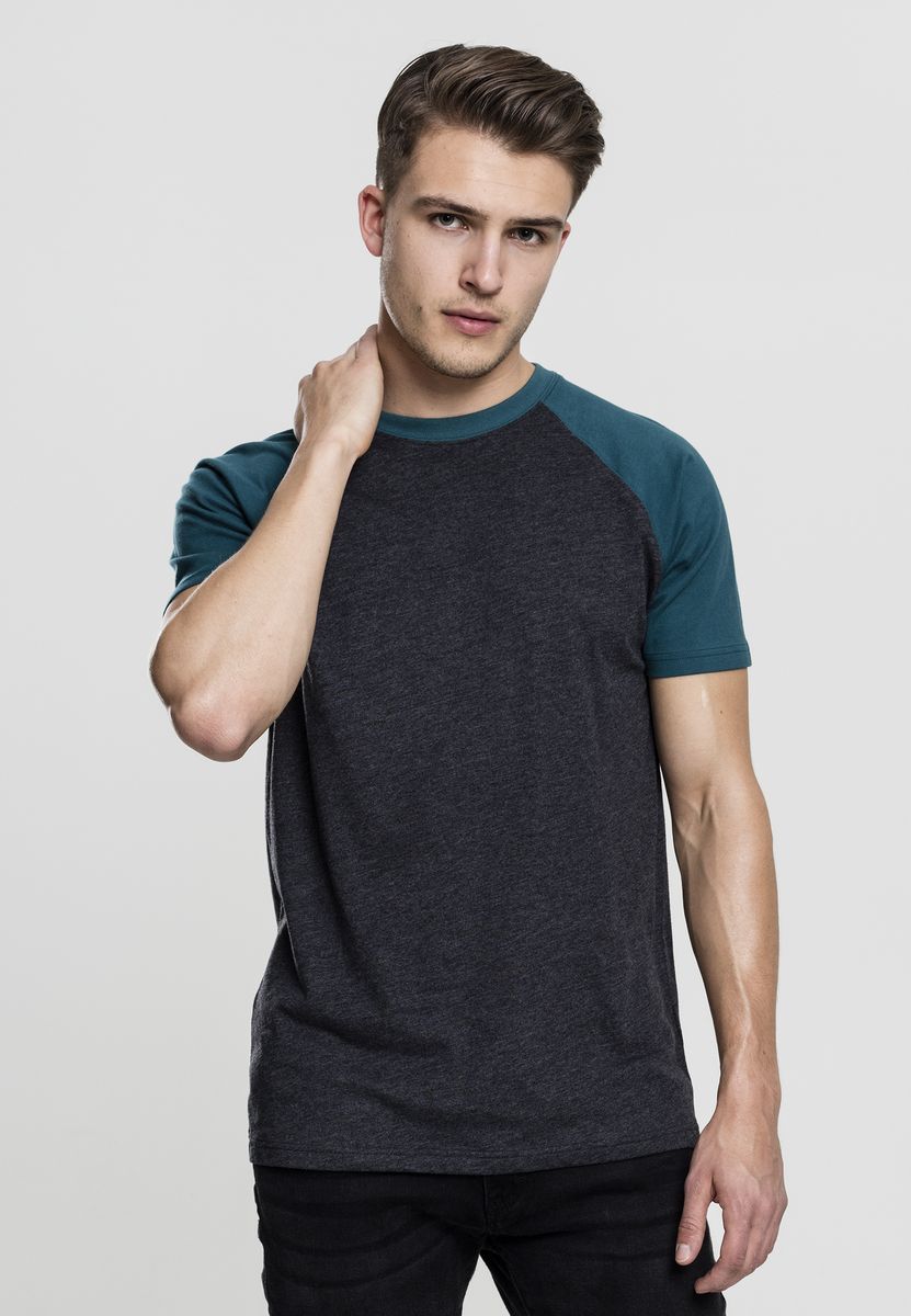 T-Shirt TB639 Urban Classics Raglan Contrast Tee Charcoal/Teal