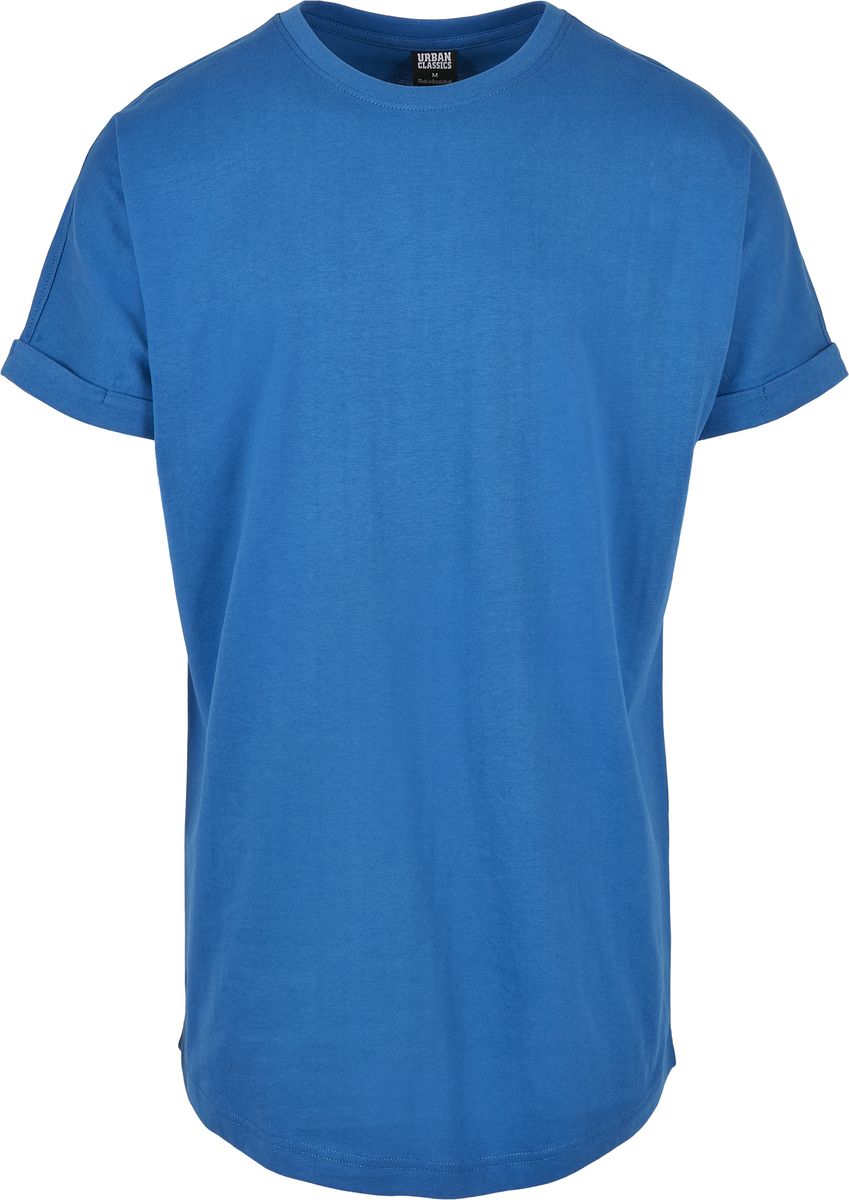 T-Shirt Long Shaped Turnup Tb1561 Urban Classics Μπλε ανδρικά Basic T-Shirts Simple Wear Μπλουζάκια κοντομάνικα
