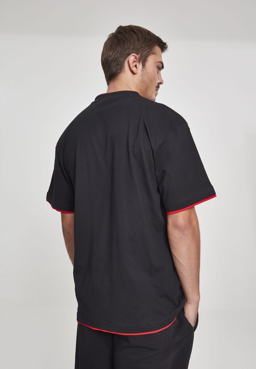 T-Shirt Contrast Tall Tee Tb029A Urban Classics Black Red Μαύρο Κόκκινο ανδρικά Basic T-Shirts Simple Wear Μπλουζάκια κοντομάνικα
