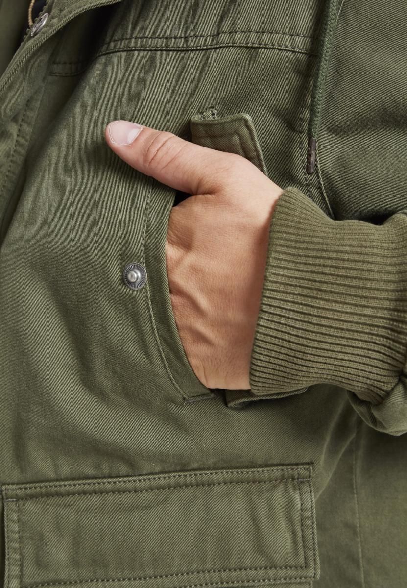 Jacket Hooded Cotton Urban Classics Tb2422 Dark Olive Outlet ανδρικά Simple Wear