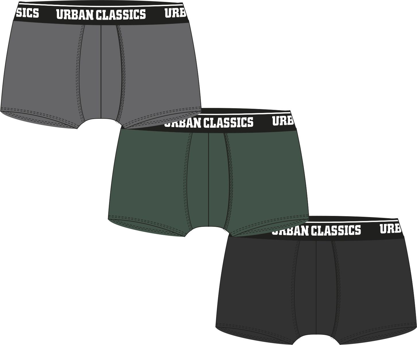 Ανδρικά Μποξεράκια (3 Pack) TB3708 Urban Classics Grey/Dark Green/Black Γκρι/Πράσινο