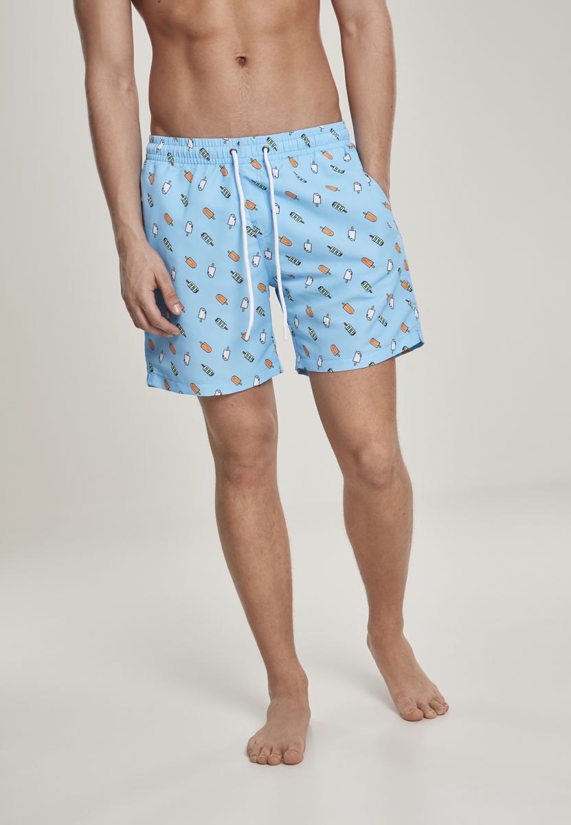 Μαγιό TB2679 Urban Classics PatternSwim Black/White Light Blue/Ice