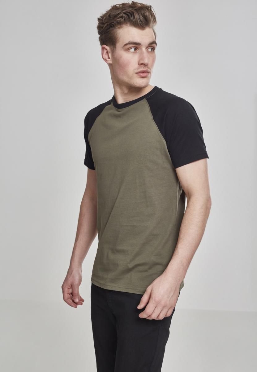 T-Shirt Tb639 Urban Classics Raglan Contrast Tee Olive Black ανδρικά Basic T-Shirts Simple Wear Μπλουζάκια κοντομάνικα