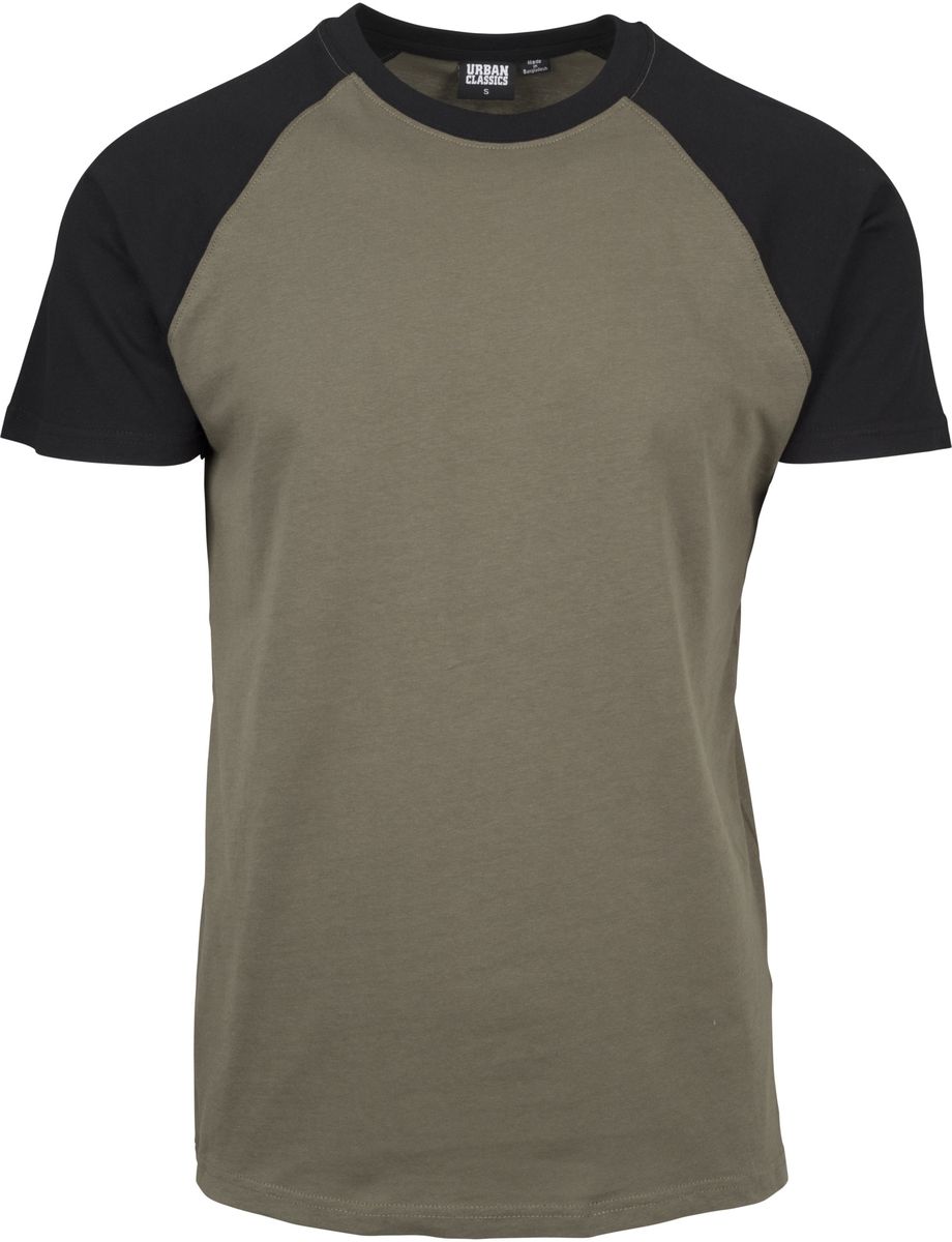 T-Shirt Tb639 Urban Classics Raglan Contrast Tee Olive Black ανδρικά Basic T-Shirts Simple Wear Μπλουζάκια κοντομάνικα