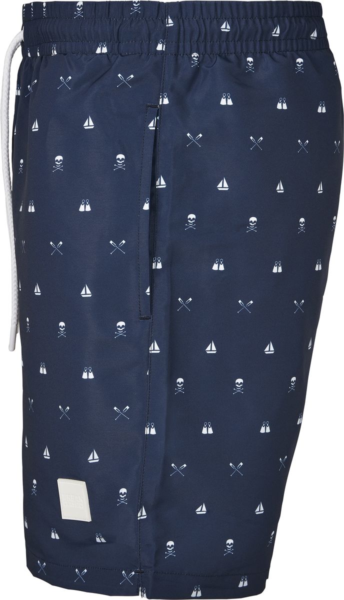 Μαγιό Tb2679 Urban Classics Patternswim Black White Skull And Yacht Aop ανδρικά Simple Wear