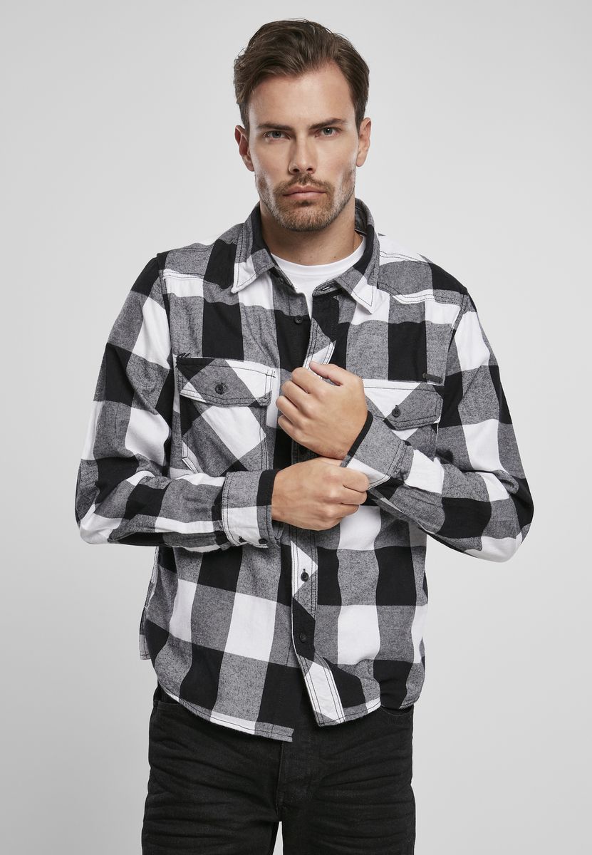 Checked Shirt Brandit BD4002 White/Black