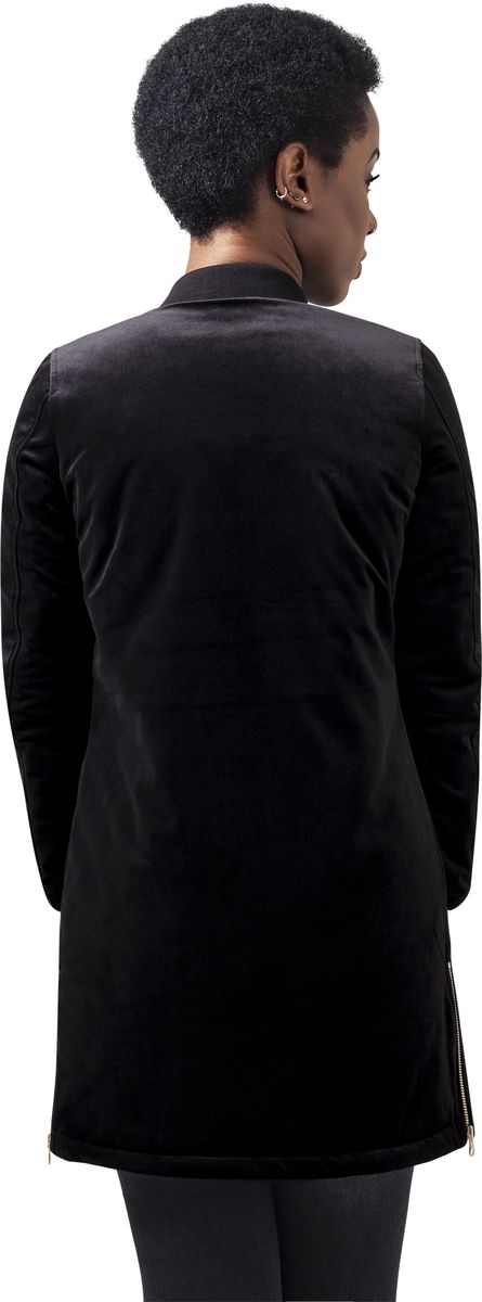 Ladies Long Velvet Jacket Urban Classics Tb1364 Black Outlet γυναικεία Simple Wear