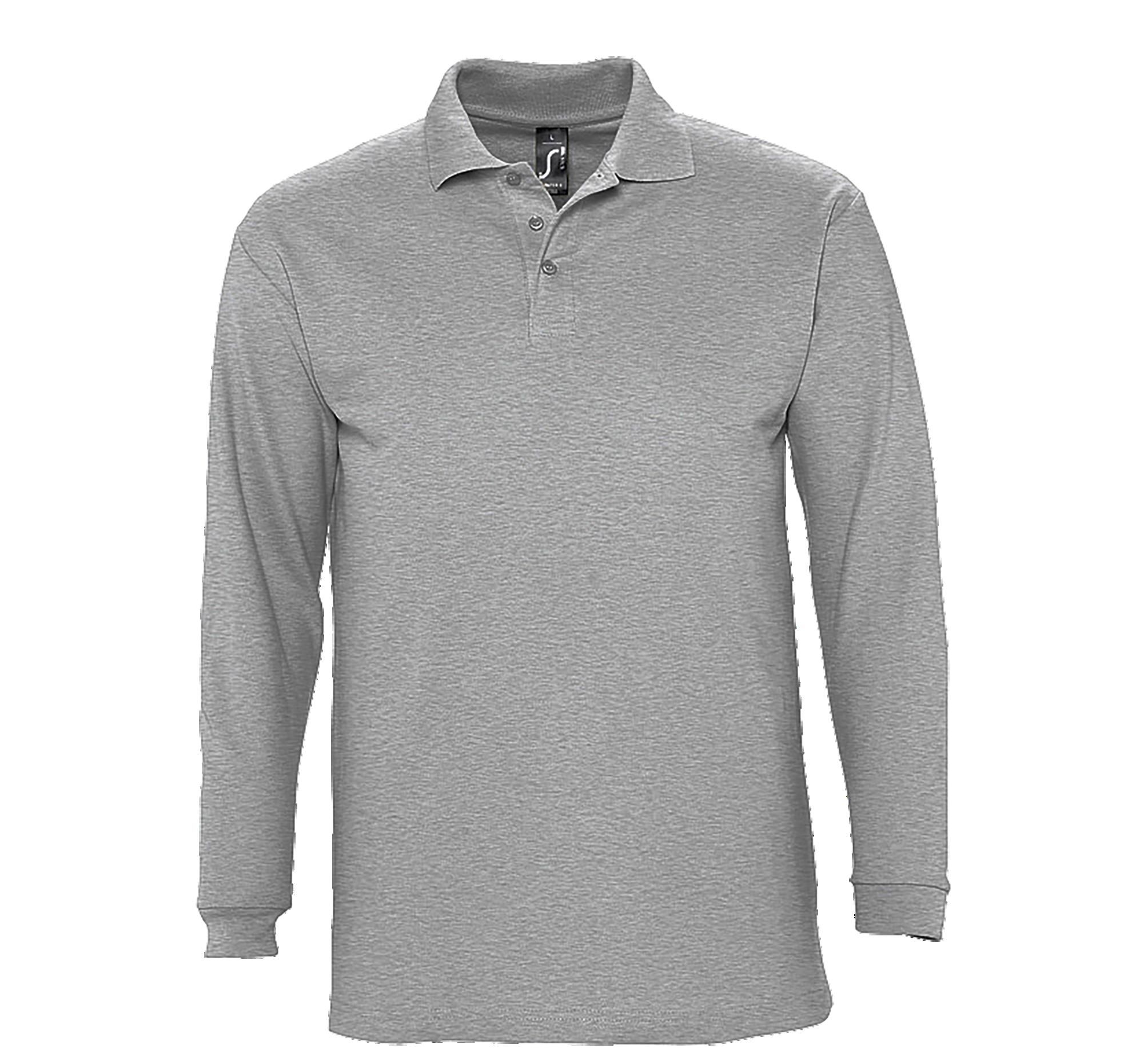 Ανδρική Μπλούζα Polo 11353 SOL'S Winter II Μακρυμάνικη Πικέ Grey Melange