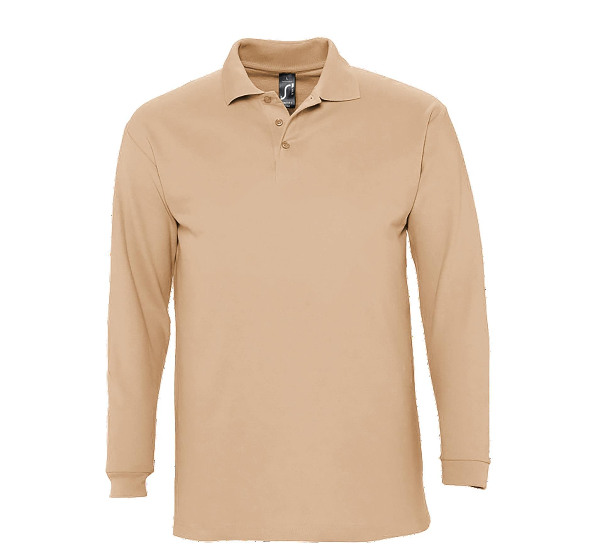 Ανδρική Μπλούζα Polo 11353 SOL'S Winter II Μακρυμάνικη Πικέ Sand