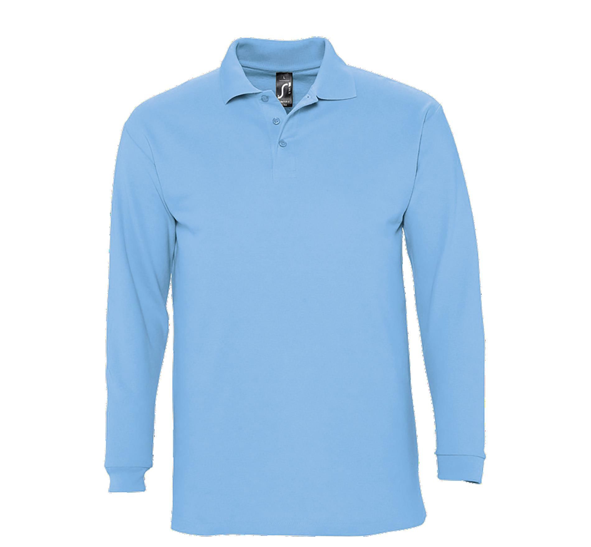 Ανδρική Μπλούζα Polo 11353 SOL'S Winter II Μακρυμάνικη Πικέ Sky Blue Pique