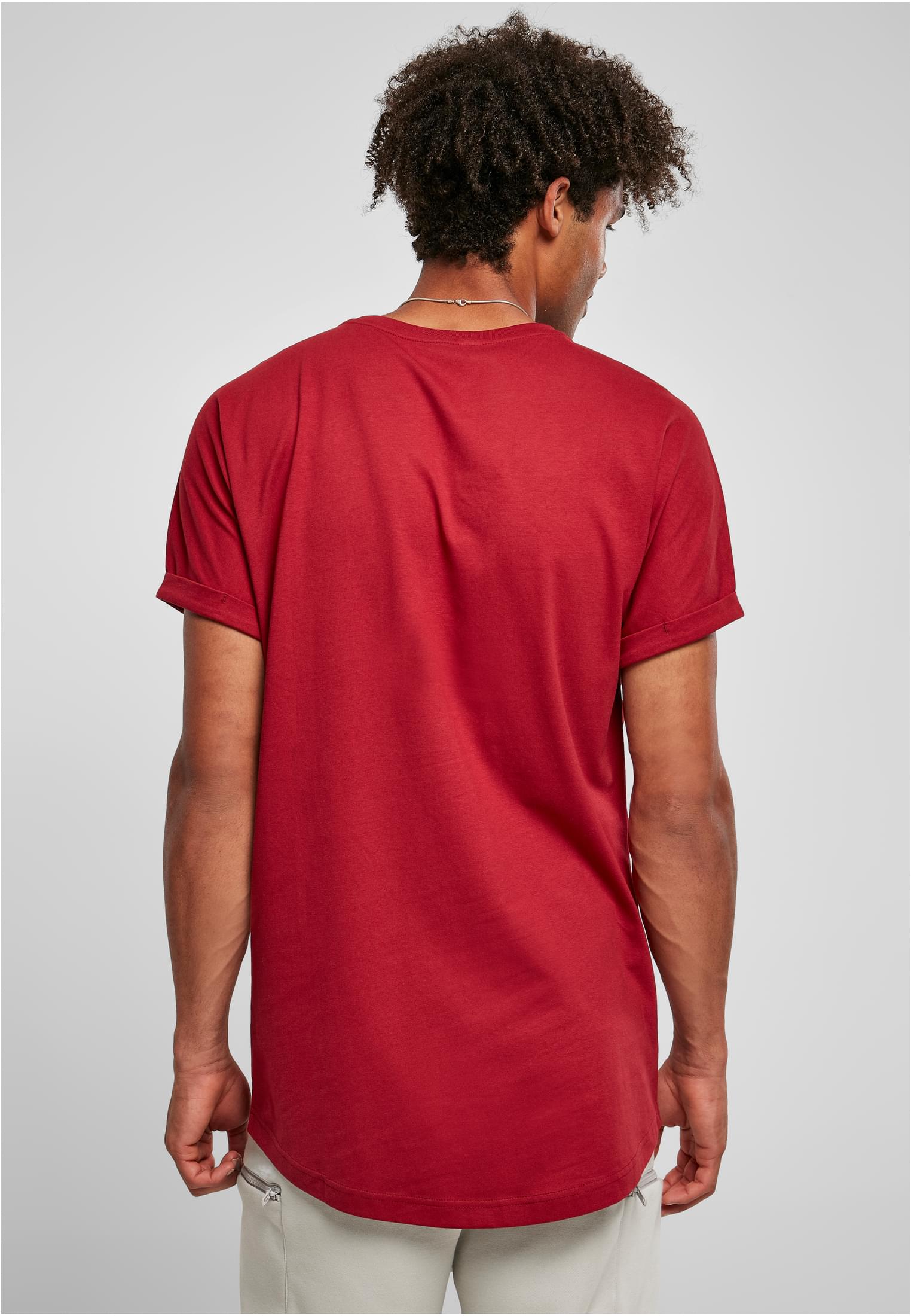 T-Shirt Long Shaped Turnup Tb1561 Urban Classics Brick Red ανδρικά Basic T-Shirts Simple Wear Μπλουζάκια κοντομάνικα