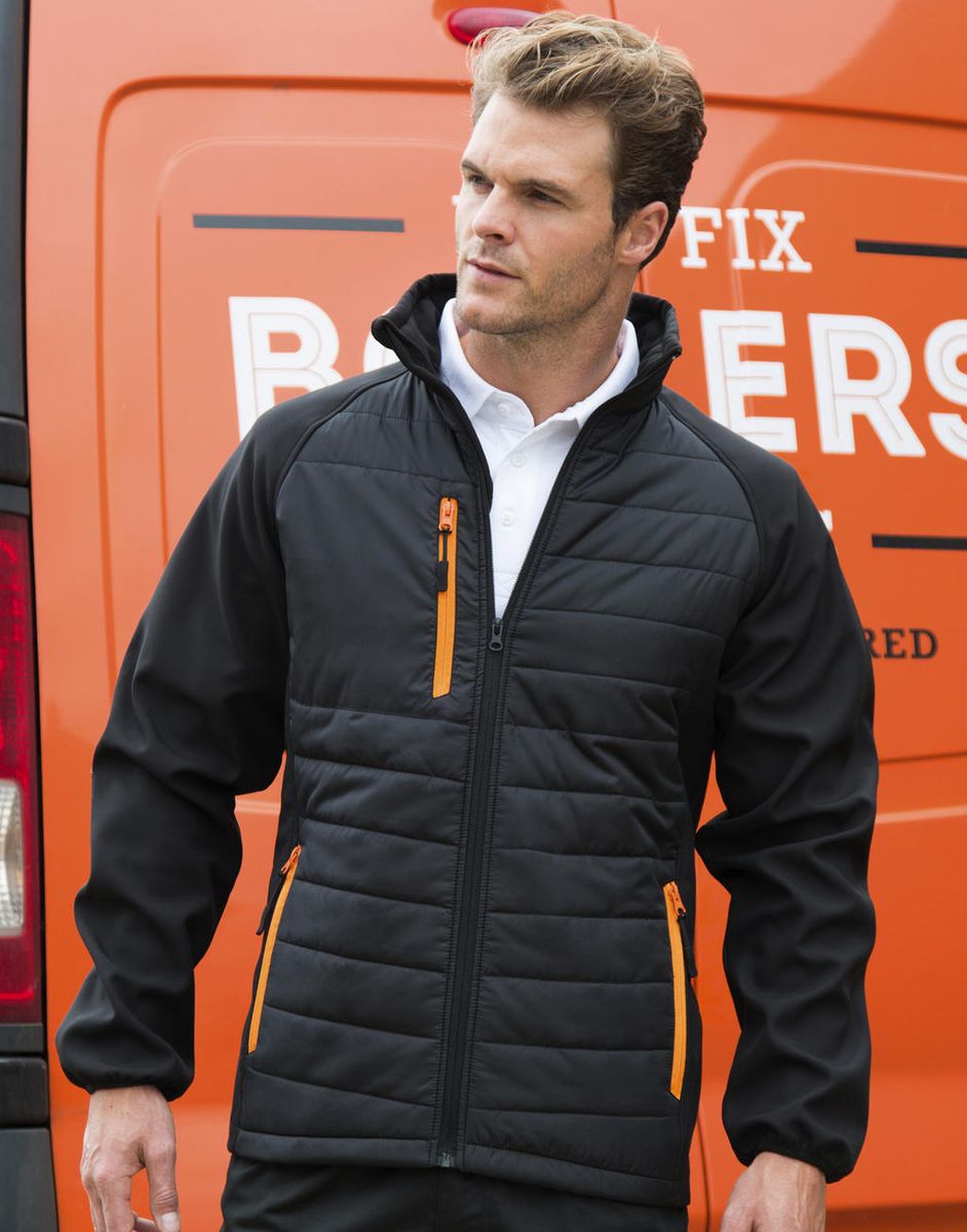 Ανδρικό Τζάκετ Padded Softshell R237X Result Black Compass Black/Orange