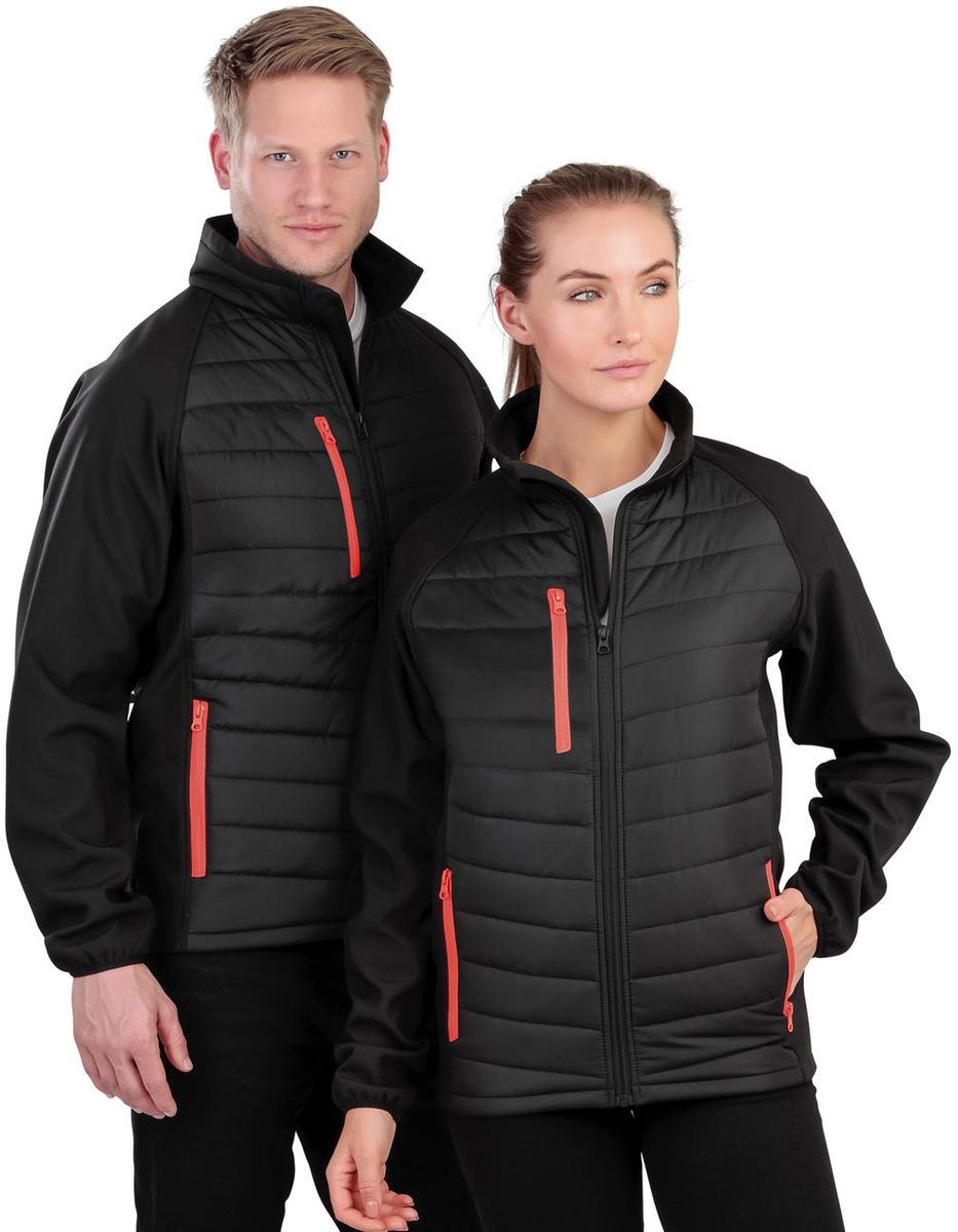 Ανδρικό Τζάκετ Padded Softshell R237X Result Black Compass Orange ανδρικά Μπουφάν Simple Wear