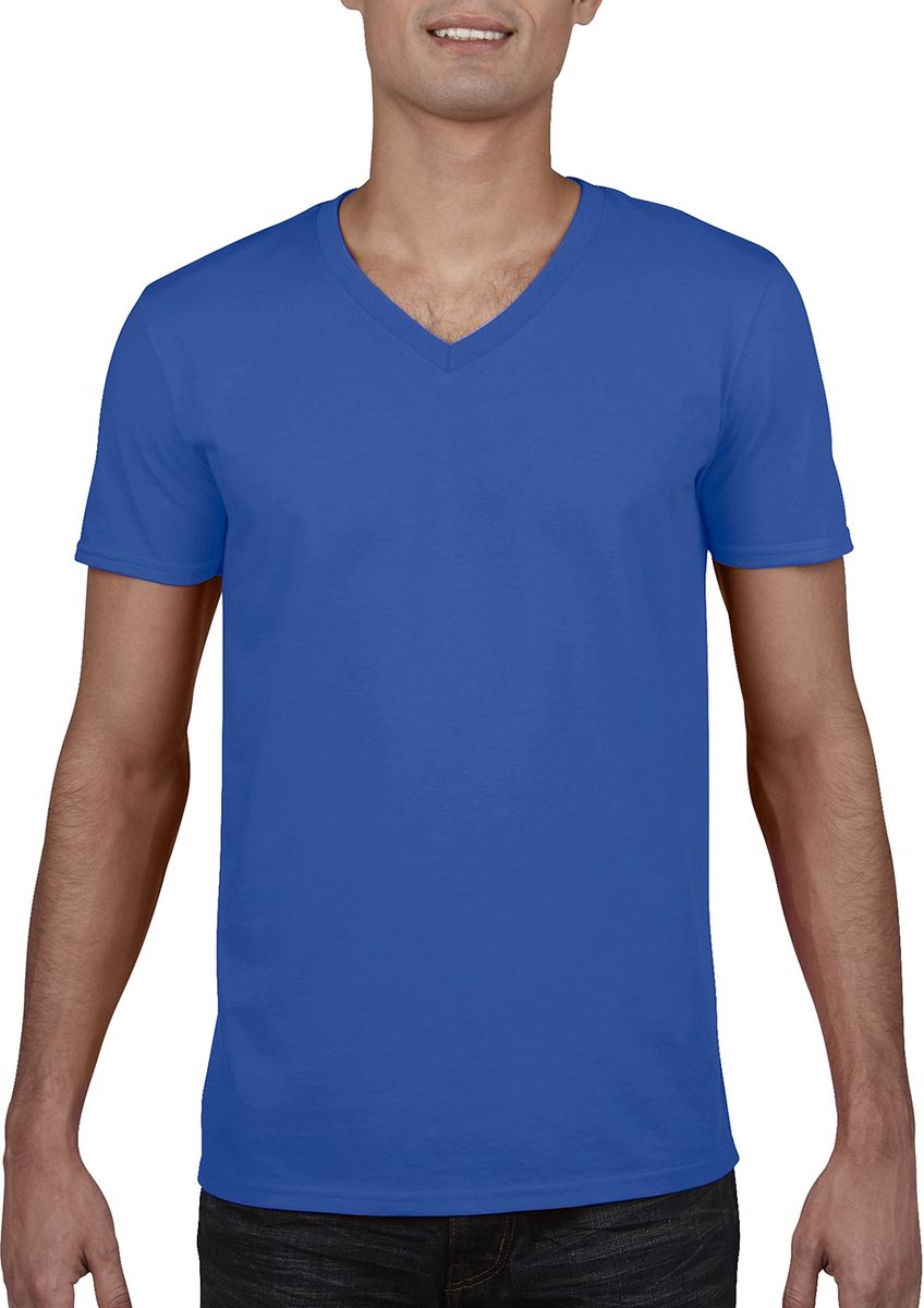 Ανδρικό T-Shirt Softstyle 64V00 Gildan V-Neck Royal