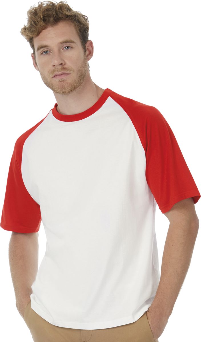 Τ-Shirt Baseball TU020 B & C White/Red