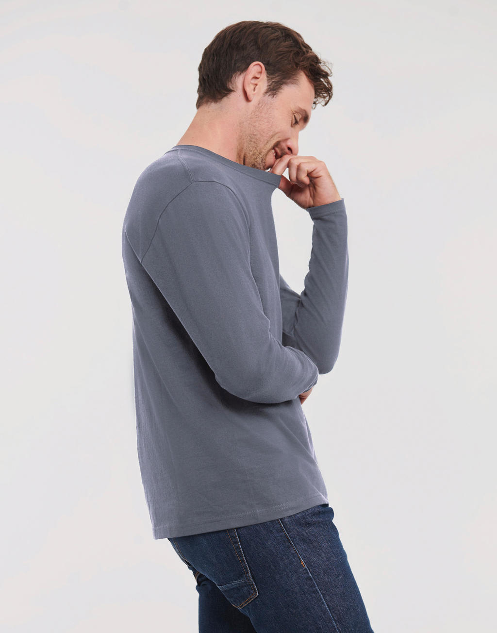 Μακρυμάνικο T-Shirt 0R180L Russell Europe Convoy Grey ανδρικά Basic T-Shirts Simple Wear Μπλουζάκια κοντομάνικα