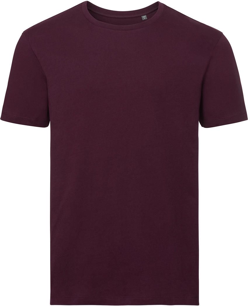 Ανδρικό T-Shirt Pure Organic R-108M-0 Russell Burgundy ανδρικά Basic T-Shirts Simple Wear Μπλουζάκια κοντομάνικα