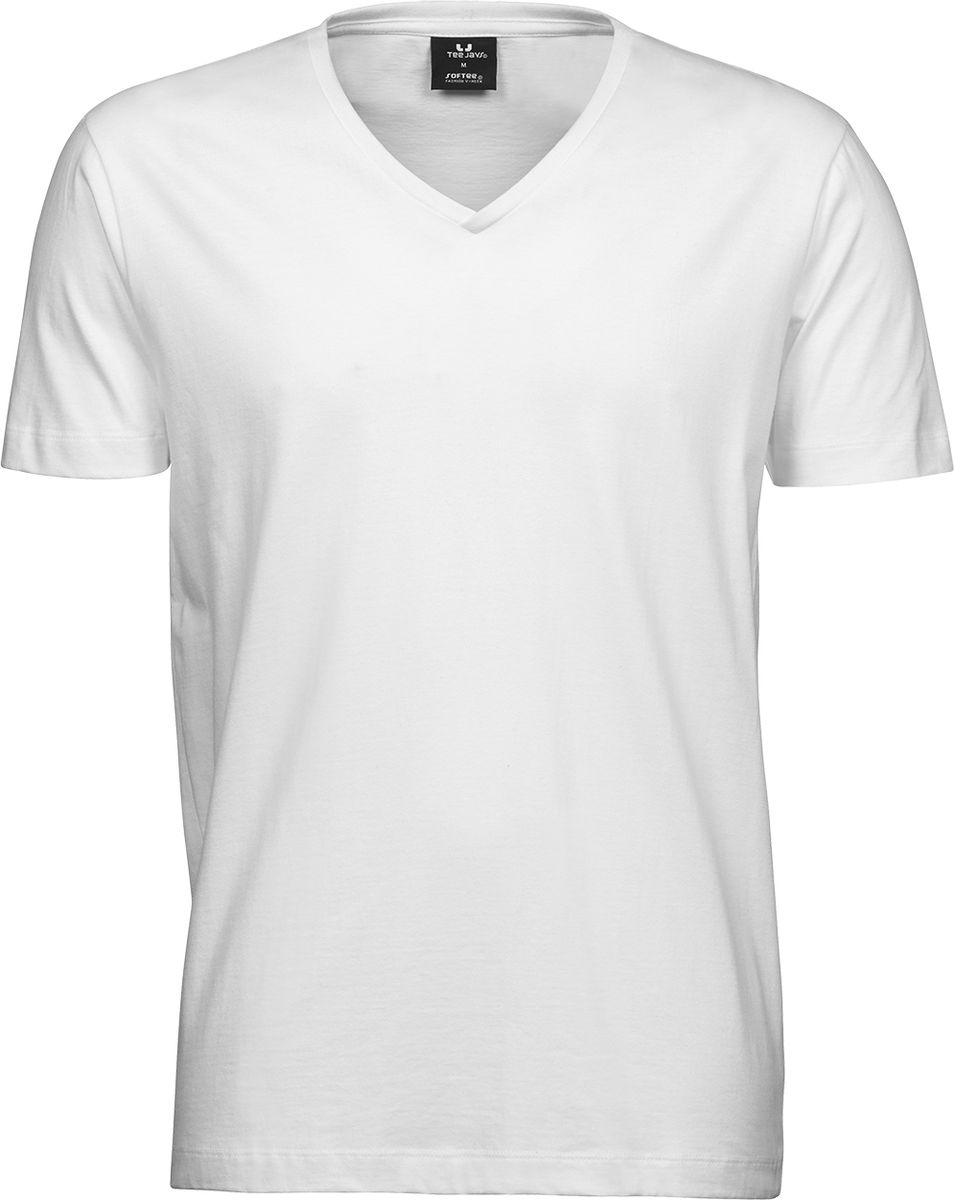 Ανδρικό T-Shirt V-Neck 8006 Tee Jays Sof Thin Line White ανδρικά Basic T-Shirts Simple Wear Μπλουζάκια κοντομάνικα