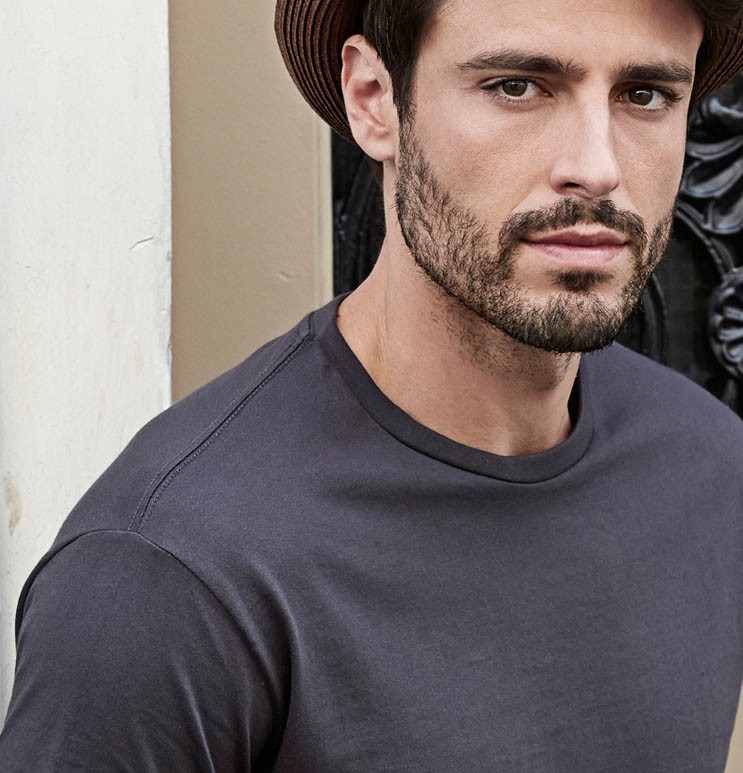 T-Shirt 8005 Tee Jays Sof Thin Line Dark Grey ανδρικά Basic T-Shirts Simple Wear Μπλουζάκια κοντομάνικα