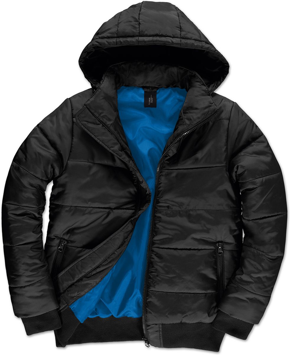 Ανδρικό Μπουφάν JM940 B&C Superhood Men με Κουκούλα Black/Cobalt Blue