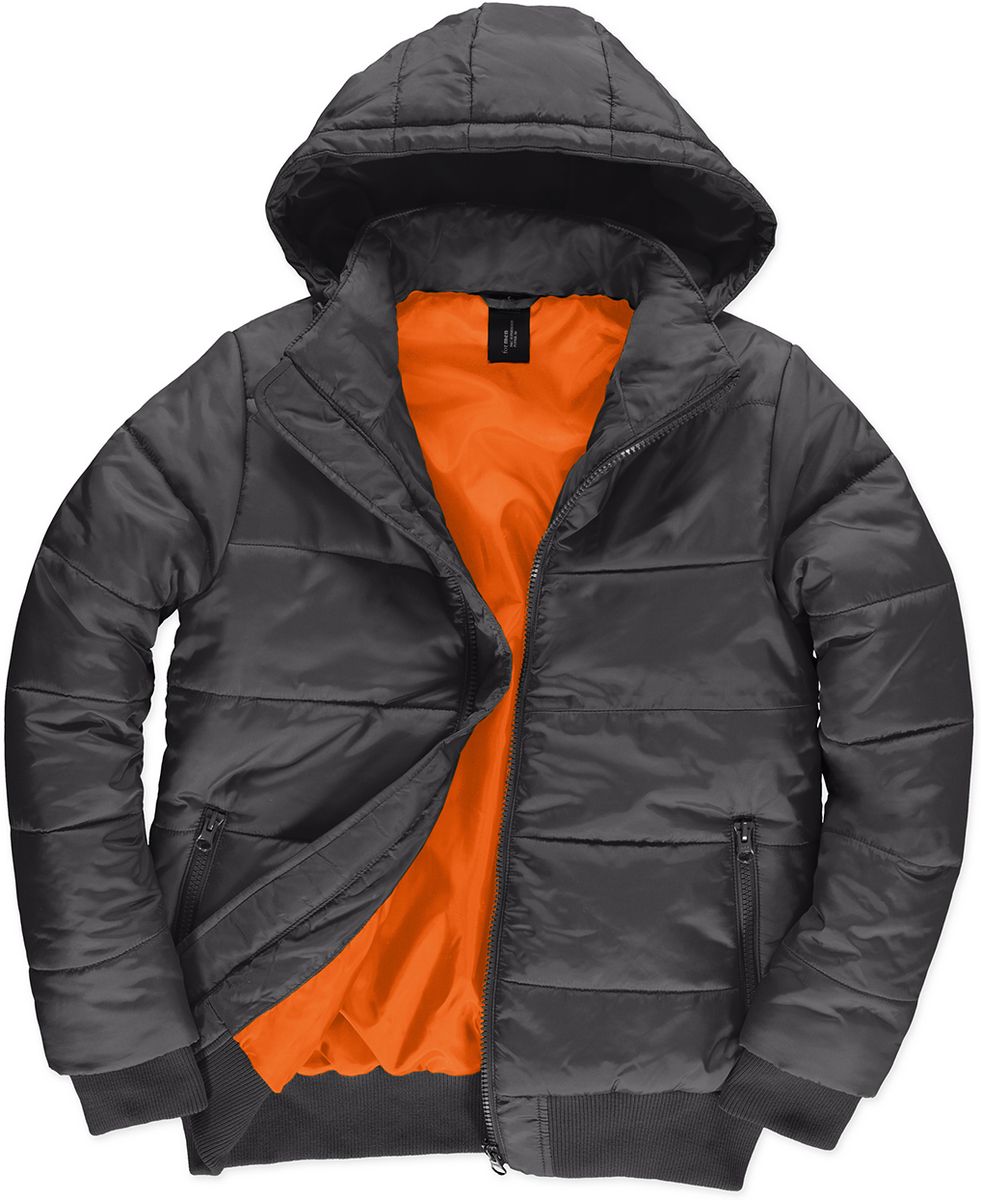 Ανδρικό Μπουφάν JM940 B&C Superhood Men με Κουκούλα Dark Grey/Neon Πορτοκαλί