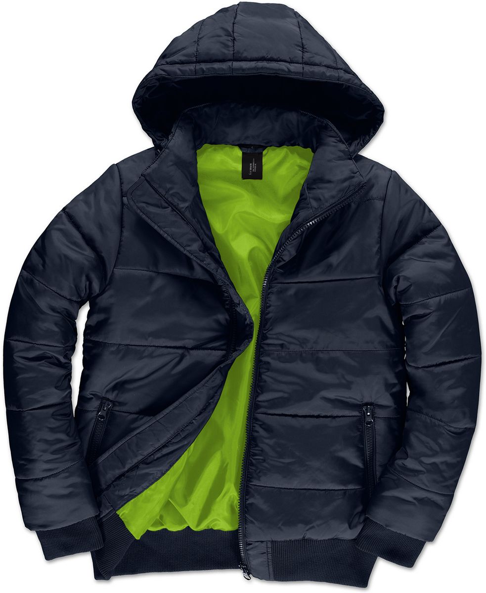 Ανδρικό Μπουφάν JM940 B&C Superhood Men με Κουκούλα Navy/Neon Green