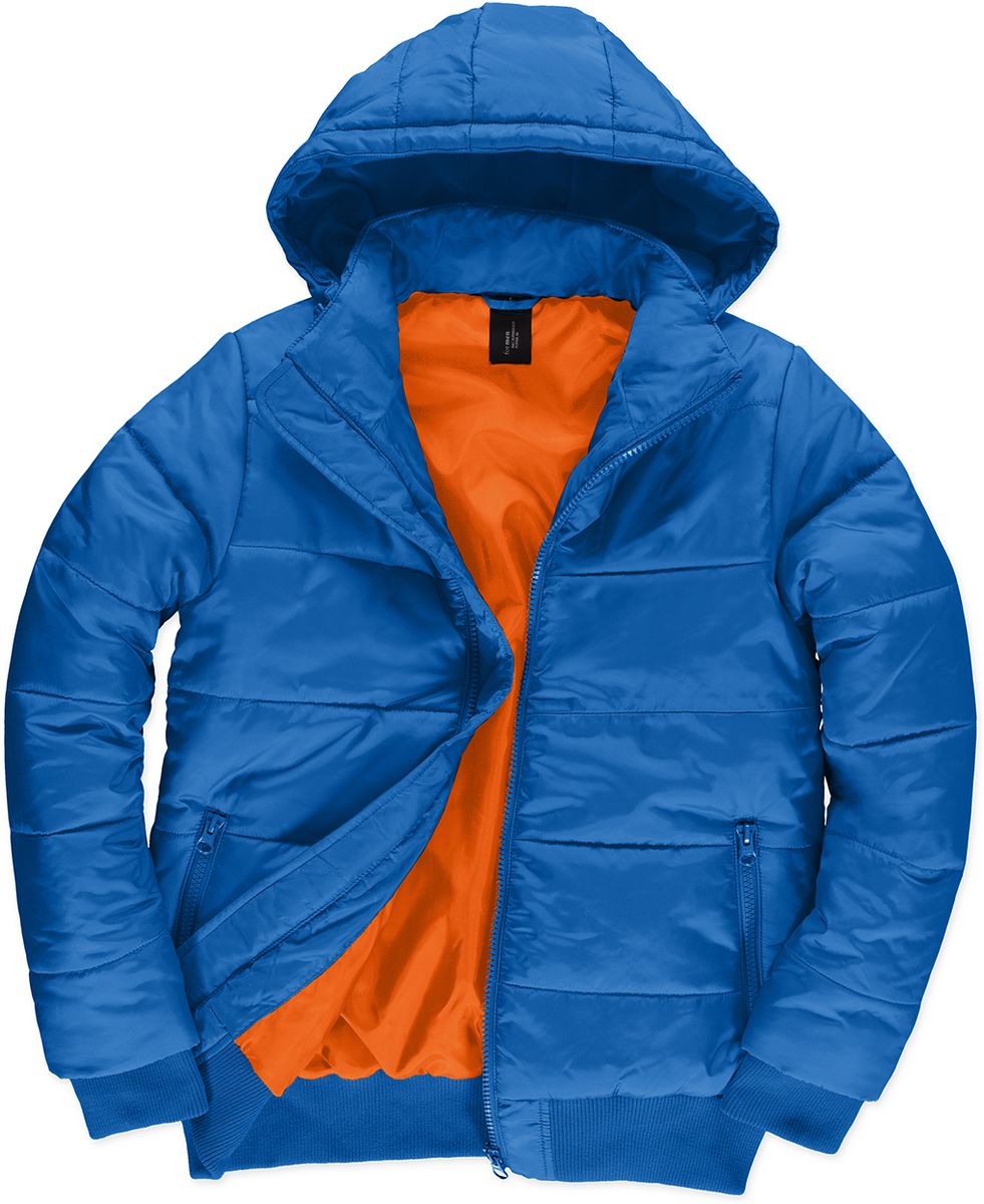 Ανδρικό Μπουφάν JM940 B&C Superhood Men με Κουκούλα Royal/Neon Πορτοκαλί