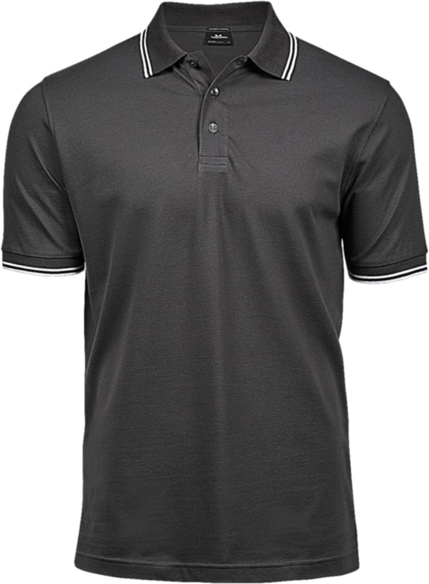 Ανδρική Μπλούζα Polo 1407 Tee Jays Luxury Stripe Stretch Dark Grey/White