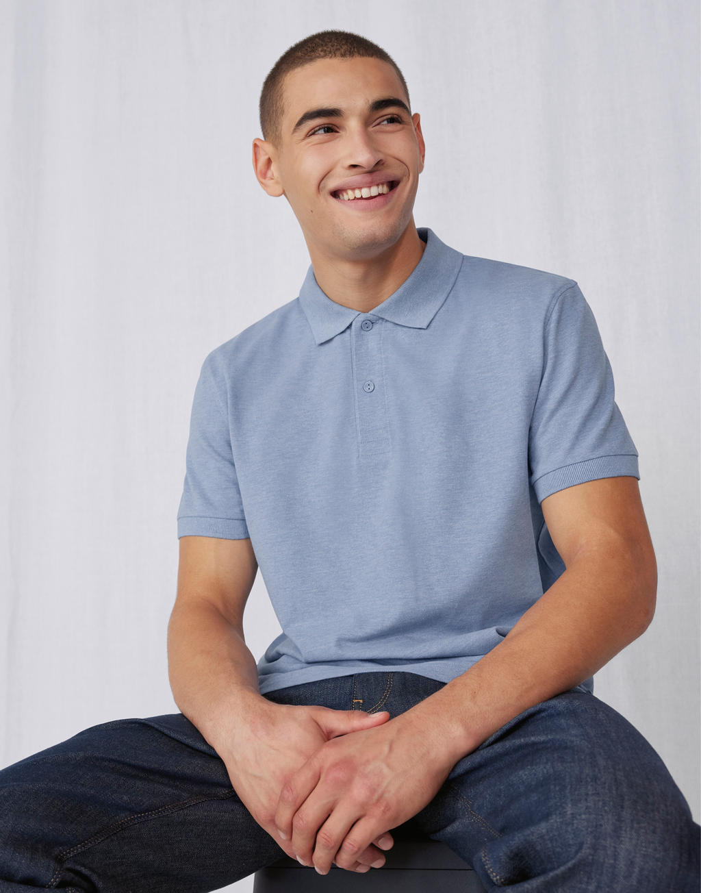 Ανδρική Μπλούζα Polo Pu426 B C My 210 Heather Blue ανδρικά Μπλούζες Simple Wear