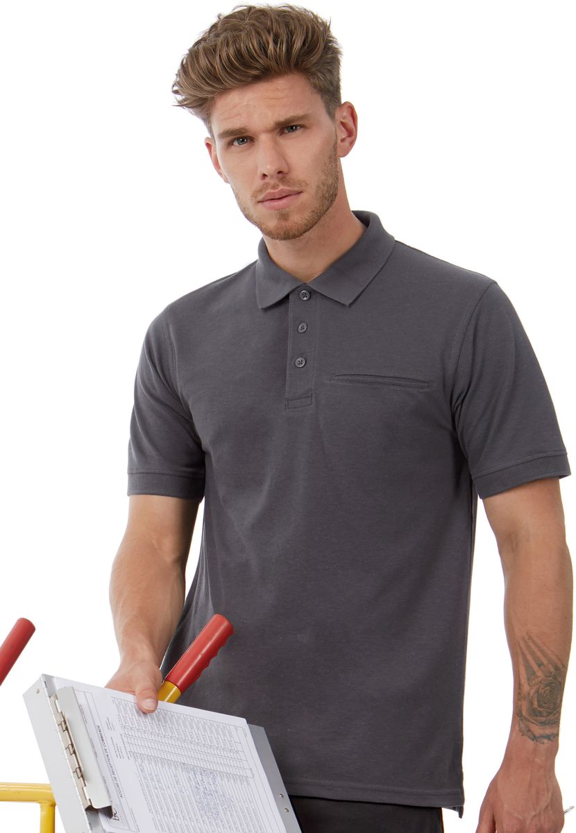 Ανδρική Μπλούζα Polo Workwear PUC11 B & C με Τσέπη Dark Grey