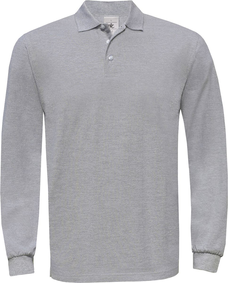Μπλούζα Polo Μακρυμάνικη PU423 B & C Heavymill Pique Heather Grey