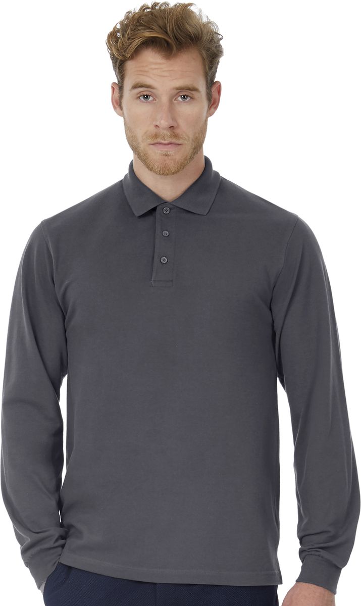 Μακρυμάνικη Μπλούζα Polo Heavymill HVYML B & C Dark Grey