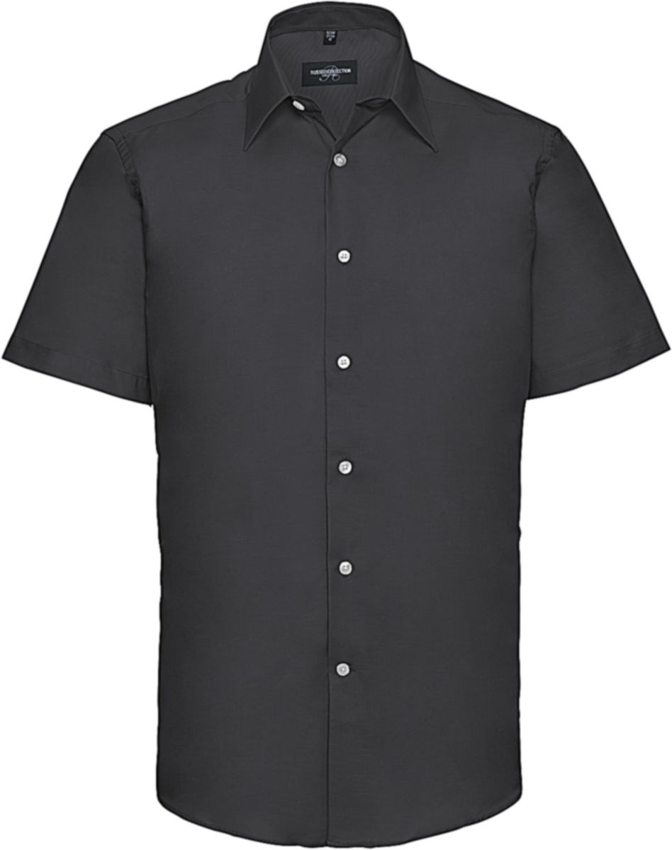 Κοντομάνικο Πουκάμισο R-923M Russell Tailored Fit Oxford Black