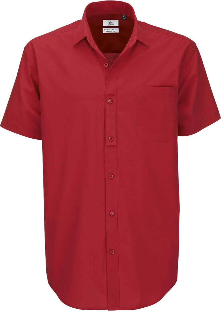 Ανδρικό Κοντομάνικο Πουκάμισο Heritage SSL Men B & C Deep Red