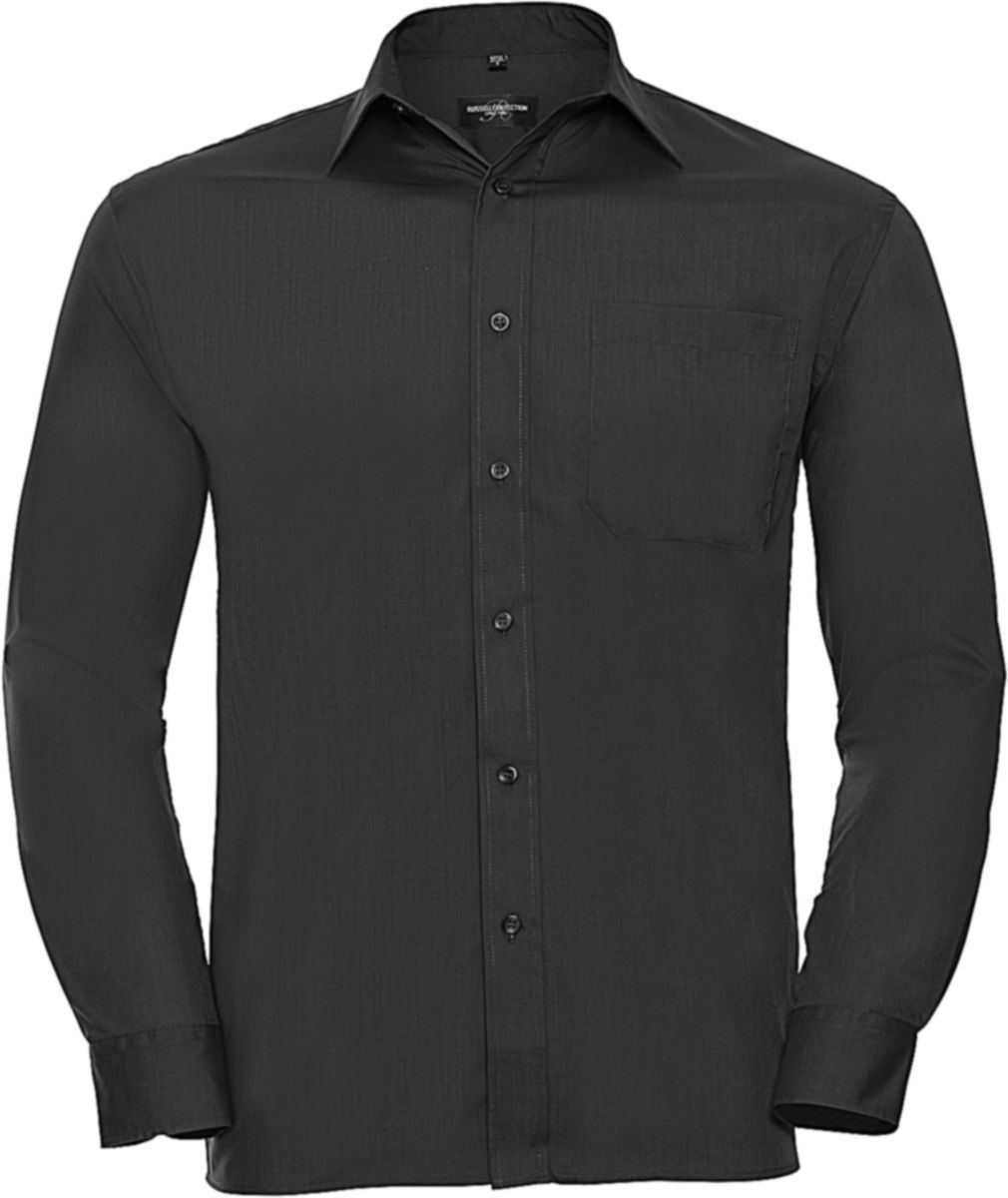 Ανδρικό Μακρυμάνικο Πουκάμισο R-934M-0 Russell Poplin Easy Care Black
