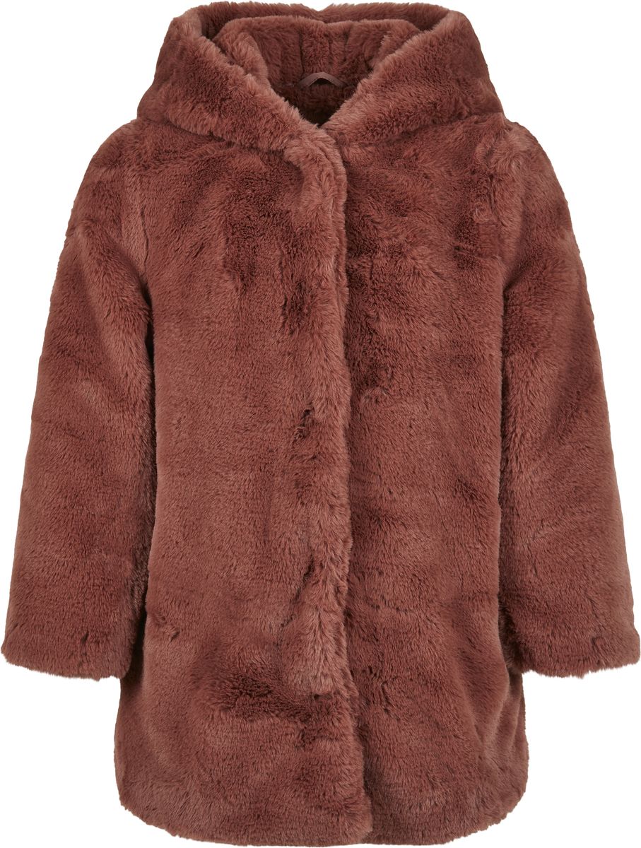Girls Hooded Teddy Coat Urban Classics UCK2375 Dark Rose