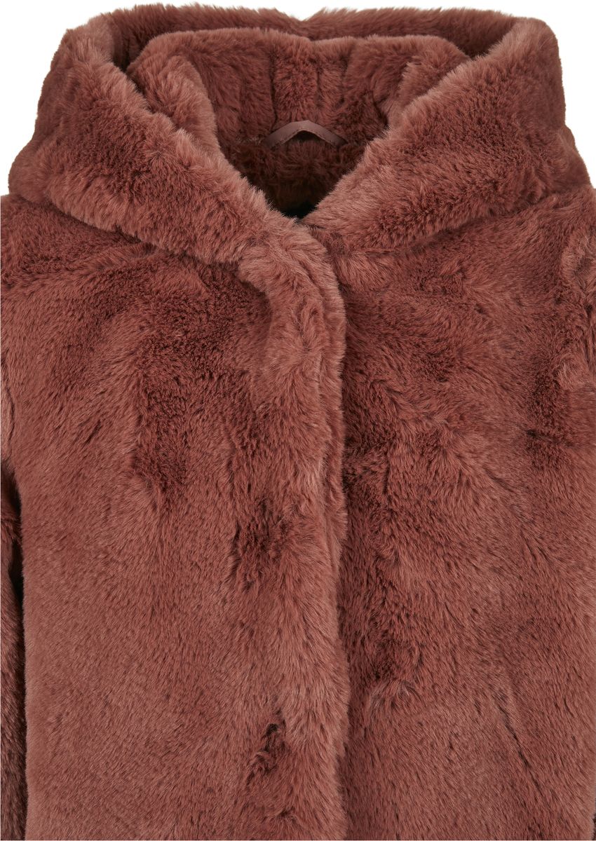 Girls Hooded Teddy Coat Urban Classics Uck2375 Dark Rose Outlet παιδικά Simple Wear