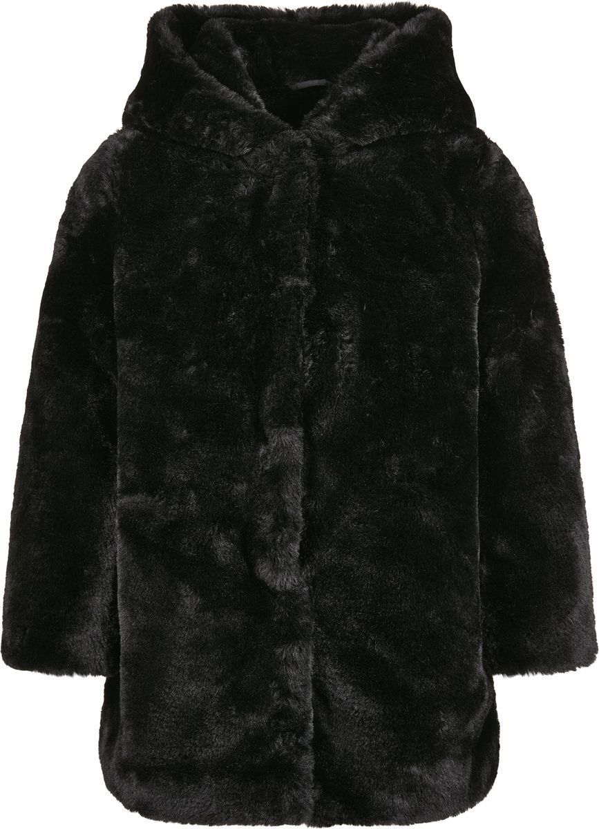 Girls Hooded Teddy Coat Urban Classics UCK2375 Black