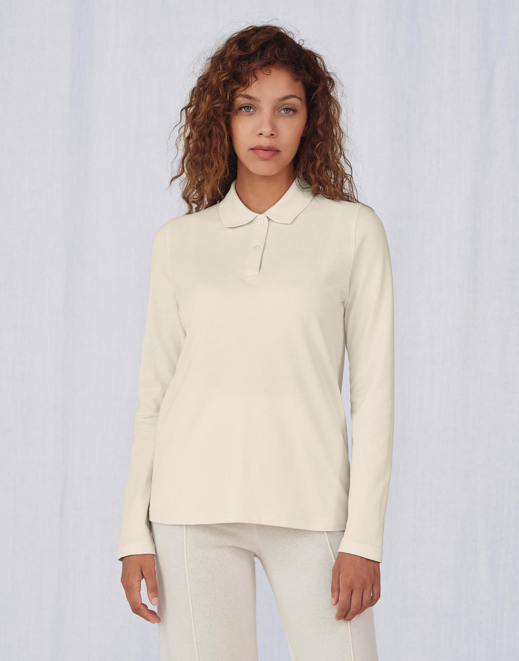 Γυναικεία Μακρυμάνικη Μπλούζα Polo PW462 B & C My Polo 180 LSL Off White