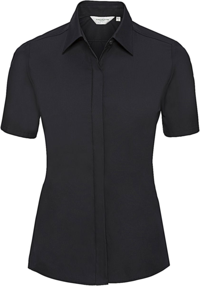 Γυναικείο Κοντομάνικο Πουκάμισο Stretch R-961F-0 Russell - Fitted Fit Black