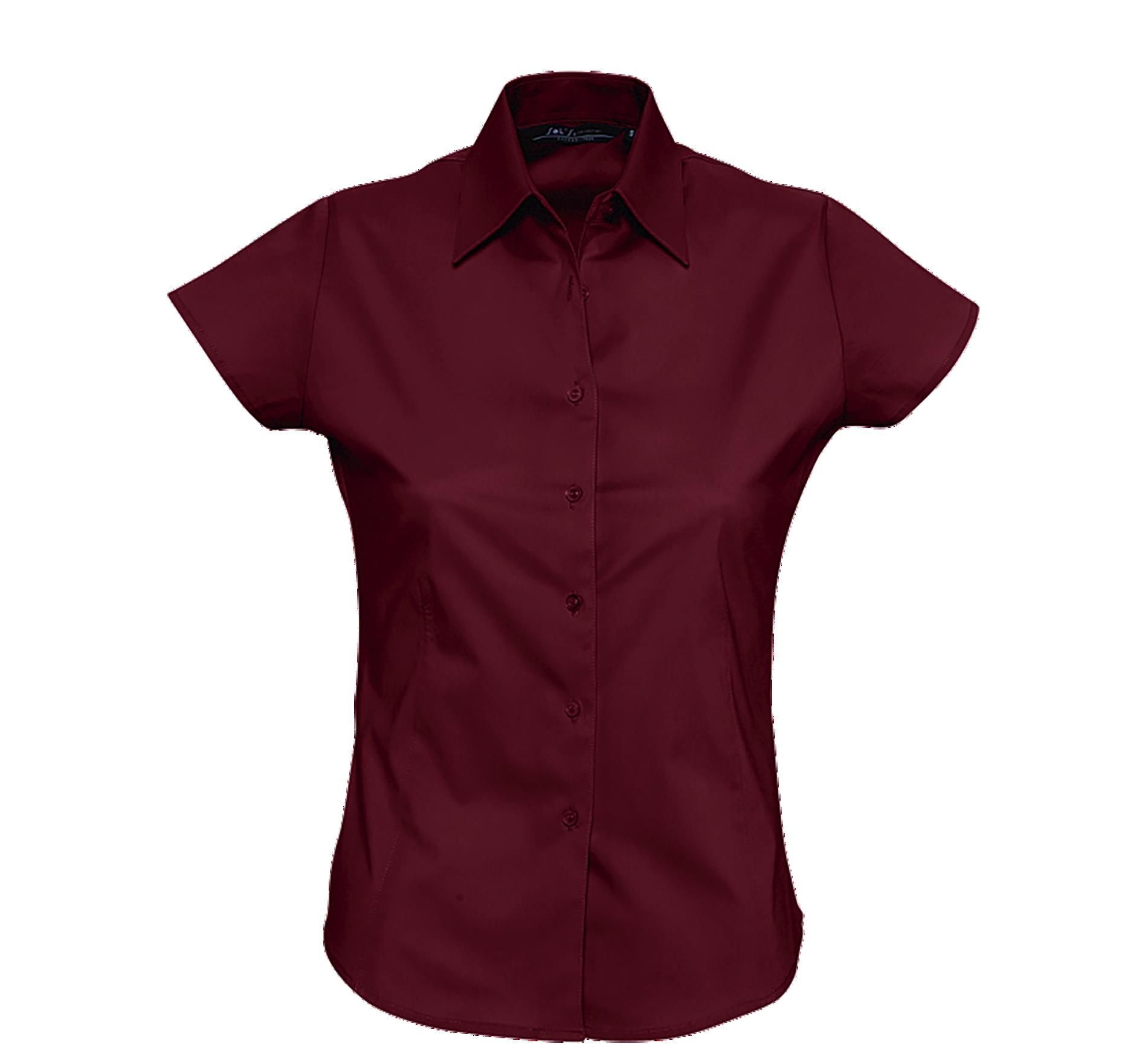 Γυναικείο Κοντομάνικο Πουκάμισο 17020 Sol&Apos S Excess Poplin Stretch Medium Burgundy γυναικεία Πουκάμισα Simple Wear