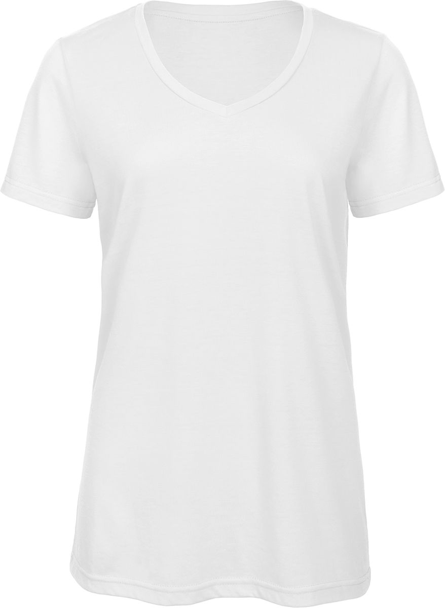 Γυναικείο T-Shirt TW058 B&C Triblend με V Λαιμόκοψη White